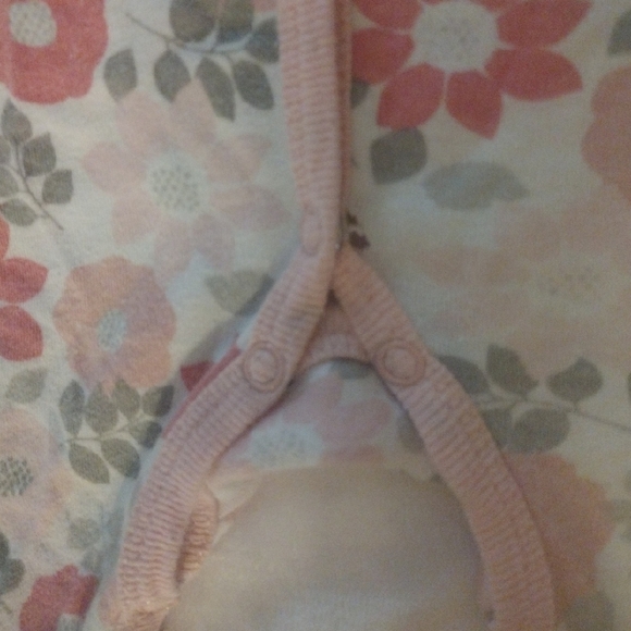 Baby Gear Pink and Green Floral Footies with Ruffled Sleeves​ - Picture 3 of 5